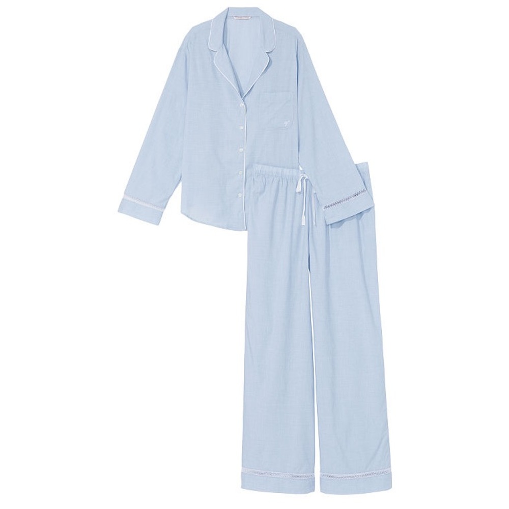 Victoria’s Secret Cotton Lace Trim Long PJs